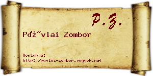 Pávlai Zombor névjegykártya